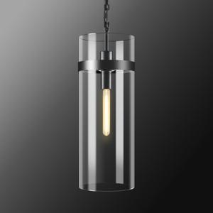 Modern Large Glass Kitchen Island Pendant Light,Black 6'' Clear Adjustable Island Pendant Lights,1 Light Indoor Pendant Light, for Kitchen Dining Bathroom Bedroom,Included 2 Bulb