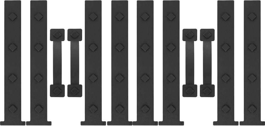 HILLMASTER 2 Pack Magnetic Garage Door Decorative Hardware, 12 Pieces Rectangle Garage Door Magnets Accents Attractive Curb Appeal Faux Hinges Handles Decor Hardware Kit, Black(8 Hinges+4 Handles)