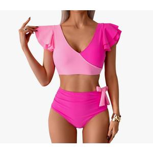Womens One Piece Swimsuits-Sexy Deep V Neckline Tummy Control Bathing Suit Slimming Mesh Swimwear, M