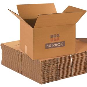 BOX USA Moving Boxes Medium 18"L x 14"W x 12"H 10-Pack - Corrugated Cardboard Box for Shipping, Mailing, Packing, Packaging and Storage
