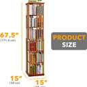 SpaceAid 6 Tier Rotating Bookshelf Tower, Bamboo Spinning Book Shelf, Revolving 360 Bookcase Storage Swivel Round Carousel, Vertical Rotate Turning Spiral Corner Organizer (6-Tier Walnut), 6 Tier, 67.5" H