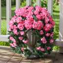 Artificial Fake Flowers Geraniums for Outdoors Summer Decor, 2 PCS Faux Hanging Plants Pink Silk Outside Vines UV Resistant Realistic Faux Flowers for Outdoor Planters Porch Patio Garden Balcony