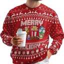 Plush Fleece Christmas Crewneck for Men Women 3D Print Loose Fit Sweatshirt Size L