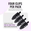 ERGO No-Crease Hair Clips 4 Pcs Heat-Resistant Crimpless Clips for Hair Styling, Sectioning, Makeup | No Bend Clips for Women, Curls, Bangs, Salon Use