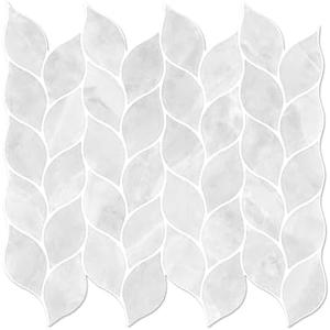 Tilingview 8 Pcs Leaf Design Peel and Stick for Kitchen Backsplash, Premium Self-Adhesive Tiles Wall Stickers (Light Gray)