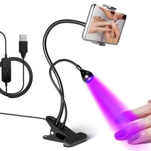 AORAEM LED Nail Lamp LED Light for Nails Quicky-Dry Gooseneck UV Nail Light with Phone Holder, Nail Dryer for Gel Polish with Portable Curing Lamp for Professional Home DIY Salon (AA-Black-With Phone Holder)
