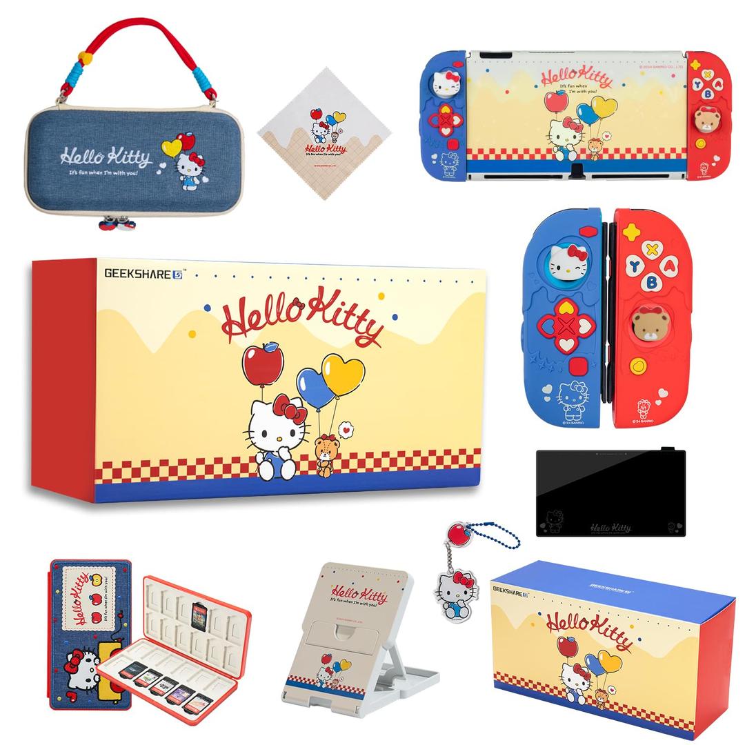 Kuitmor Switch Accessories Bundle for Switch OLED:Carrying Case,Protective Case,Game Card Case,Screen Protector,Playstand,Thumb Grip Caps and More(11 in 1)