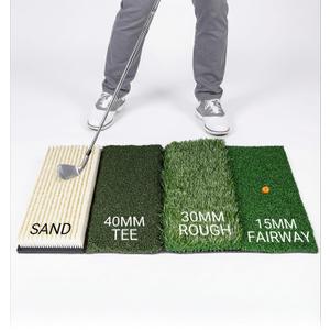 4-in-1 Golf Hitting Mat, Golf Practice Mat with Fairway, Rough, Sand & Tee Turf, Indoor Outdoor Golf Training Mat for Driving, Chipping & Putting with Golf Mat Tees