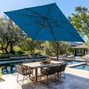 Wikiwiki 10 FT Square Cantilever Patio Umbrella Outdoor Offset Umbrella w/ 36 Month Fade Resistance Recycled Fabric, 6-Level 360Rotation Aluminum Pole for Deck Pool, Royal Blue