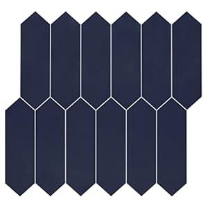 SUNWINGS Backsplash Tile for Kitchen Peel and Stick, Stone Composite Self Adhesive Tiles Long Hexagon Mosaic Wall Tile for Kitchen, 12 Inch x 11.22 Inch 10 Sheets Navy Blue