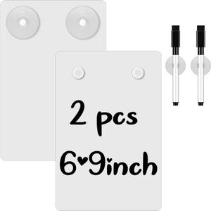 Yexiya 2 Pieces Shower Notepad Waterproof Shower Whiteboard with Suction Cup Dry Erase Board for Shower Shower Writing Pad Board on The Bathroom Wall with Pen for Adults Home Office (6 x 9 Inch)
