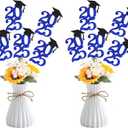 2 x Class of 2025 Graduation Decoration Centerpieces for Table, 2025 Party Centerpieces Grad Cap Sticks Party Supplies, Graduation Party Decoration Toppeers (10 PCS, Blue & Black)