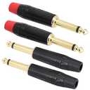 XMSJSIY 1/4" Audio Plug, 6.35 Mono Male Connector, Gold-Plated TS Plug for Guitar/Speaker/Microphone Cable etc (4 Pack)