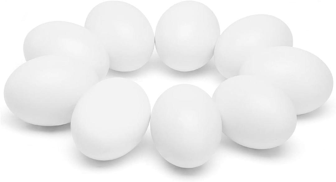 SallyFashion Wooden Fake Eggs for Nesting Boxes, 9 PCS White Easter Eggs for Craft Pretend Play Kitchen Accessories for Toddler Kids