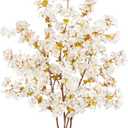 unlemoni 4 Pieces White Cherry Blossom Branches, 39.3" Silk Faux Cherry Blossom Flowers Stems Flower Arrangements for DIY Home Wedding Tall Vase Party Cheery Blossom Tree Decor