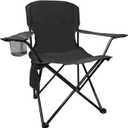 Folding Camping Chair, 225lb Capacity, Includes Cup Holder & Side Storage Bag, 5.5lbs Portable for Beach, Camping, Sport,Black (20.5"D x 20.5"W x 33.8"H)
