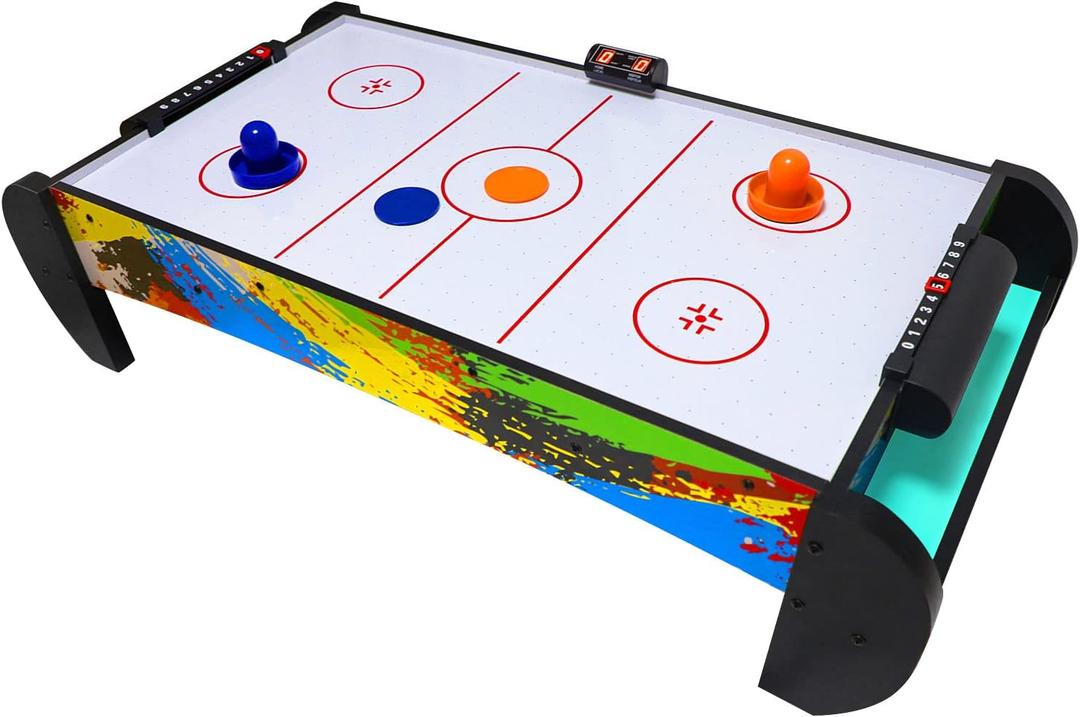 Air Hockey Table for Kids | Tabletop Air Hockey for Children, Girls, Boys, Teens with Air Hockey Pucks and Paddles, Electronic Fans