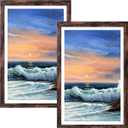 LUCKYLIFE 12x18 Poster Frame Brown Set of 2, Display Pictures 11x17 with Mat or 12x18 without Mat, Wall Mount