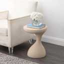 JONATHAN Y Boracay Sculptural Side Table 19.75", Mocha | Weather-Resistant Polyresin Terrazzo Pedestal Accent Table, Drink Table And Garden Stool, Minimalist Coastal, Indoor Outdoor