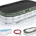 UIRWAY Upgraded 15x30 ft Oval Winter Pool Cover- 185gsm Heavy Duty Fabric Pool Cover for Above Ground Pools, Ultimate Windproof with 2 Buckle Straps & Winch and Cable Set, Cold and UV Resistant