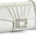 Missnine Evening Bag Pleated PU Leather Clutch Purse for Women Elegant Formal Wedding Handbag Sparkling Party Prom Purse