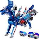 Collision Transforming Dinosaur Car Toy 2 Cars Crash & Transform into Dinosaur Robot Toys for Kids Fun Gift for Boys & Girls, Birthday & Christmas,Easter Basket Stuffers (Blue Dragon)
