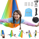 OUTREE Double Layer Therapy Swing with 360 Swivel Hanger, Healing & Relaxing Cuddle Swing for Kids and Adults with Autism, ADHD, Sensory Processing Disorder (OrangeGreen Gradient)