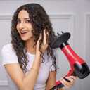 KISS 1875 Watt Pro Tourmaline Ceramic Hair Dryer, Styling Edition, 3 Heat Settings, 2 Speed Settings, Cool Shot Button, 7 Blow Dryer Accessories Included, Red