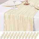 7 Pack Ivory Table Runner 10Ft Cheesecloth Table Runner Rustic Gauze Table Runners Romantic Long Cream Sheer Fabric Cheese Cloth Table Runners for Wedding Party Bridal Baby Shower