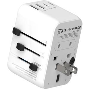 Rmtbeeg Universal Travel Adapter, International Power Plug Adapter with 3 USB-C & 2 USB-A Ports, All-in-One Worldwide Wall Charger for US EU UK AUS, Compatible with Type C/G/A/I Plugs for Travel
