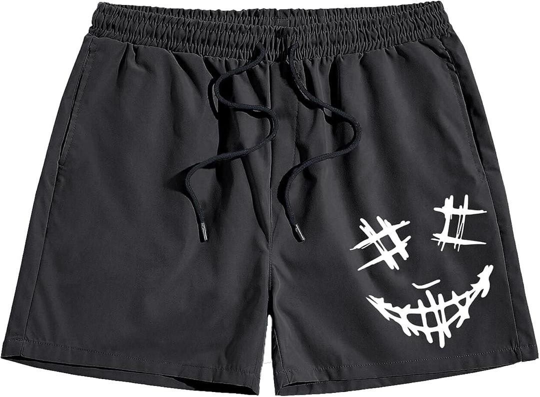 Men's Graphic Drawstring Shorts Black XL