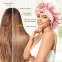 Silk Bonnet 100% Mulberry Hair Bonnet for Sleeping Women Hair Wrap with Elastic Band Sleep Night Cap (Pink)
