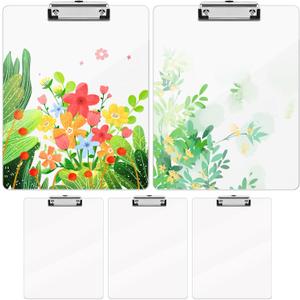 Marspark 5 Pack Sublimation Clipboard Blanks 8.8" x 12.4" Sublimation Clipboard A4 Letter Size Blanks with Low Profile Clip Thermal Transfer Office for DIY Custom Design Work,Double-Sided Design