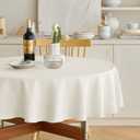 Decorelia Waterproof Round Tablecloth for Round Dining Table, Decorative Rustic Soft Wipeable Table Cloths Cover Indoor Outdoor Use for Holiday,Wedding, Kitchen (70 Inch,Round (4-6 Seats),Ivory)