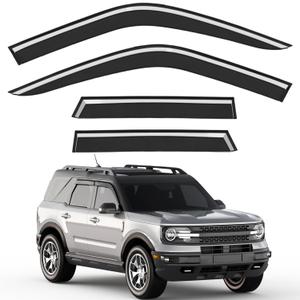 Out-Channel Window Rain Guards Fit for 2021-2026 Ford Bronco Sport, Extra Durable Window Visors Vent Visors Vent Shades Wind Deflector Dark Smoke Car Tape-on with Thicker 4PCS