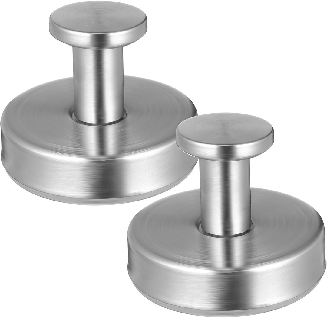 Veemoon 2 Pcs Simple Suction Cup Towel Hook Heavy Duty Bathroom Hanger Stainless Steel Wall Hook Silver Metal Robe - Strong Adsorption- Shower Bathroom Kitchen Living Room