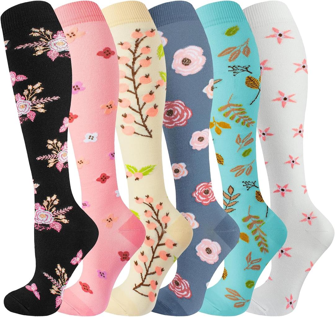 bropite Compression Socks for Women & Men Circulation-Support Knee High Socks 20-30 mmhg-Best for Running,Medical,Nurse,Travel (Small-Medium, 01A1-19 assorted 16)