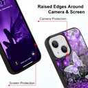 OOK Designs for iPhone 13 Case Glitter Purple Butterfly Nebula Space Design Hard PC+Soft TPU Bumper Anti-Slip Ultra Thin Cover Protective Shockproof Case for iPhone 13