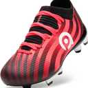 AMZZPIK Kids Soccer Cleats for Little/Big Kid Size 11C-6Y Youth Professional Cleat for Boys and Girls (Fuchsia/Black)