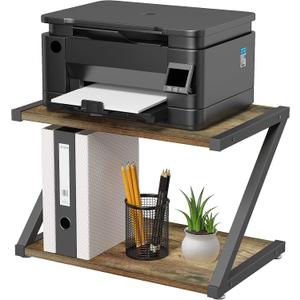 Black Desktop Printer Stand with Storage Small Printer Stand for Desk 2 Tier Multi-Purpose Table Organizer for Fax Machine Scanner Files Books