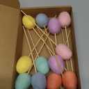 Beeveer 12 Pcs Felt Picks Bouquet Flower Felt Stick Use As Gift Artificial Bouquet Centerpiece Vase Filler Cake Topper DIY Crafting for Home Party Table Centerpiece(Light Colors, Egg)