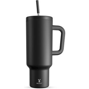 Meoky 50 oz Tumbler with Handle, Tumbler with Lid and Straw, Insulated Stainless Steel Travel Mug, 100% Leak-proof, Keeps Cold for 36 Hours or Hot for 12 Hours (Night)