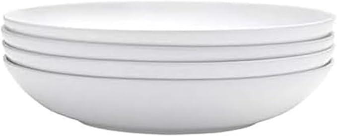 Mikasa Delray Bone China Pasta Bowls Set of 4, 9 Inch White Serving Bowls for Pasta, Salad, Soup, Lightweight and Durable Dinnerware