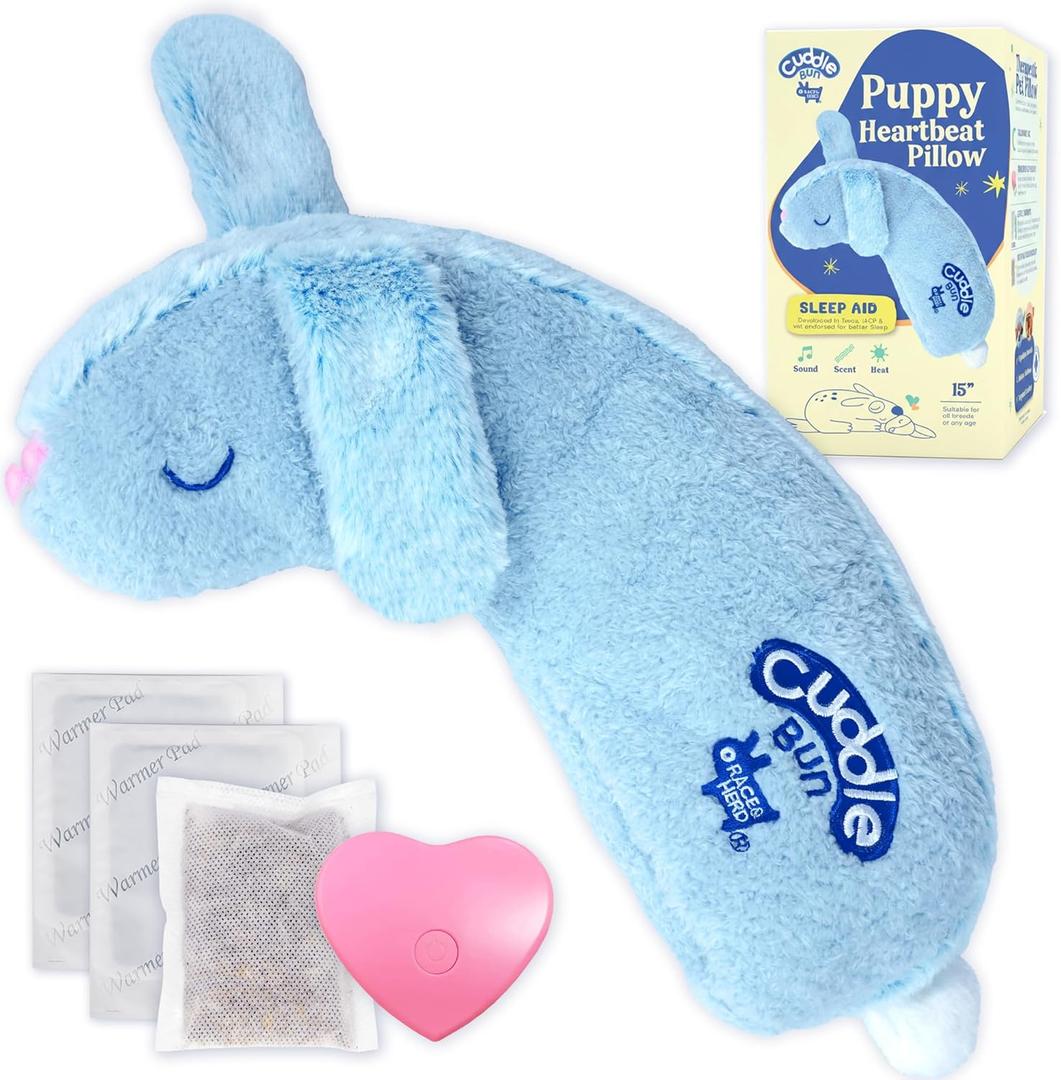 Race&Herd CuddleBun Heartbeat Puppy Toy Sleep Aid - Heartbeat Dog Toy, Dog Heartbeat Toy for Puppy Must Haves for Separation Pet Anxiety Relief Puppy Calming Aid, Dog Toys Behavioral Training