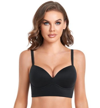 DotVol Women's Plunge Wirefree Pullover Bras Plus Size Comfortable Padded Everyday Bra  Black 36B