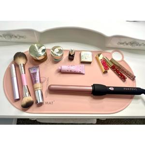 Durable Silicone Vanity Makeup Mat - Heat Resistant, Portable, and Protective | Perfect for Travel and Daily Vanity Surface Protection (Pink)