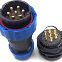 SD28 28MM 25A 250V 7Pin Panel Mount Waterproof Connector IP68, Aviation Plug Socket,Power Cable Connector (7-Pin, Panel Mount-Plug(Male)&Socket(Female))