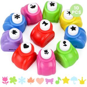LOVEINUSA 10 Pack Multicolored Shape Paper Hole Punch Craft Set for DIY Crafting, Scrapbooking, Handmade Greeting Cards, Photo Albums, Mini Cutter Nail, and Festival Cards Projects