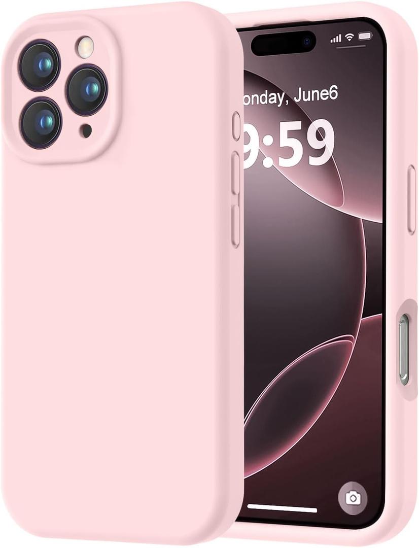 LOVE 3000 Designed for iPhone 16 Pro Max Case, Premium Silicone with [Soft Anti-Scratch Microfiber Lining] Shockproof Protective Phone Case for Men Women Girls 6.9", Chalk Pink