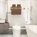 Towel Hooks Bathroom Coat Hooks Robe Hook Stainless Steel Heavy Duty Door Hanger Towel Robe Clothes Cabinet Closet Sponges Wall Hook for Bedroom Kitchen Hotel 4 Packs (Gold) (Drilling)